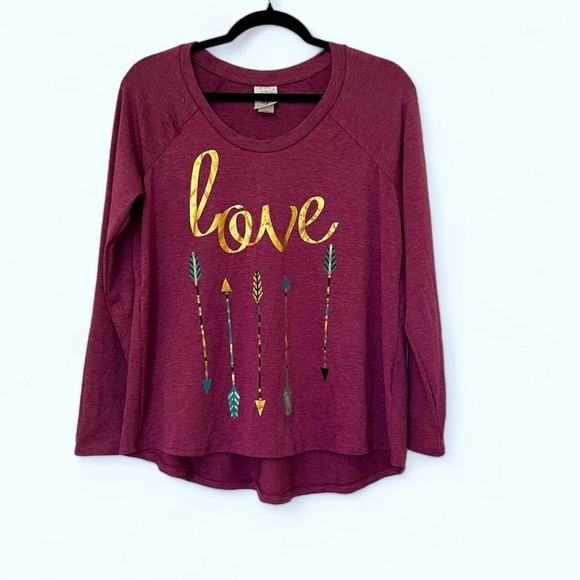 2/$30 Self Esteem Long Sleeve Flowy "LOVE" blouse top SZ L NWT - Picture 1 of 12